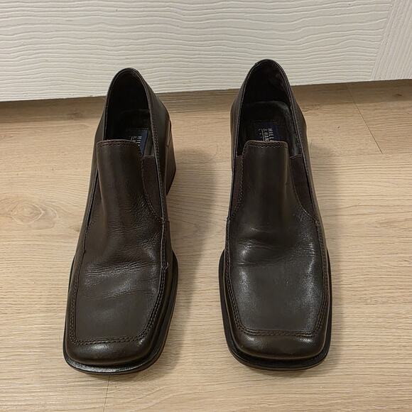 H&H Brown Leather Preppy Dark Academia School Girl Square Toe Heeled Loafer Sz 8 - Picture 3 of 8